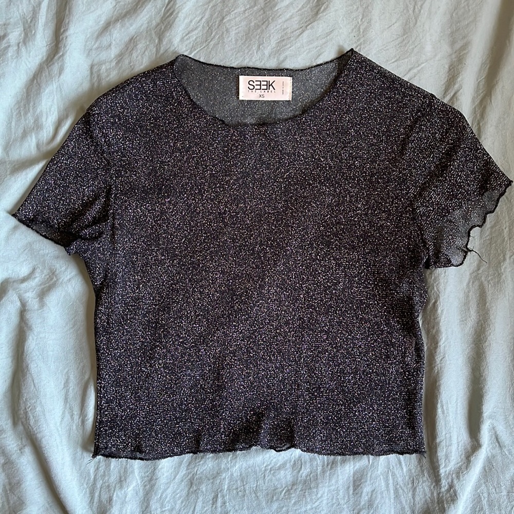 LF Seek Sparkle Sheer Crop Top